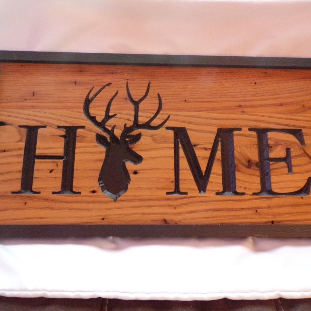 Rustic Elegance: Handcrafted Deer Head Wall Sign for a Distinctive Home Accent